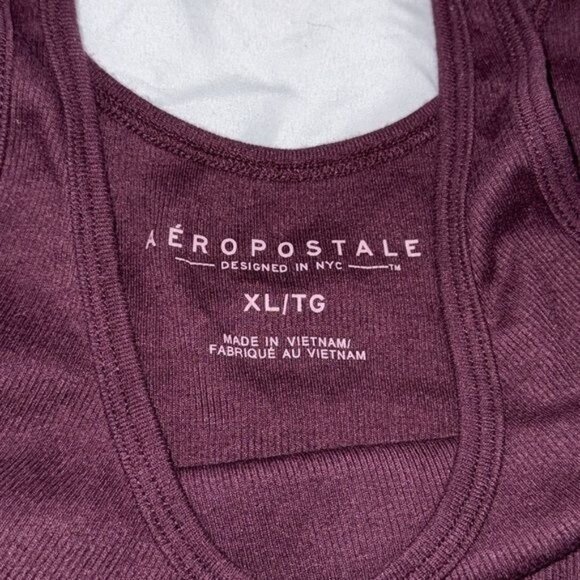 Aeropostale Burgundy Ribbed Tank Top XL 100% Cotton Womens Casual Sleeveless Shi - Picture 2 of 6